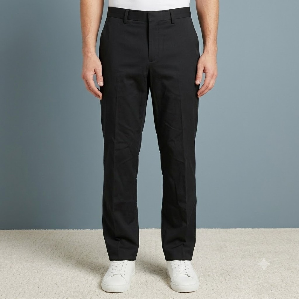 Banana Republic Dawson Pants Mens 33x34 Black Cotton Flat‎ Front